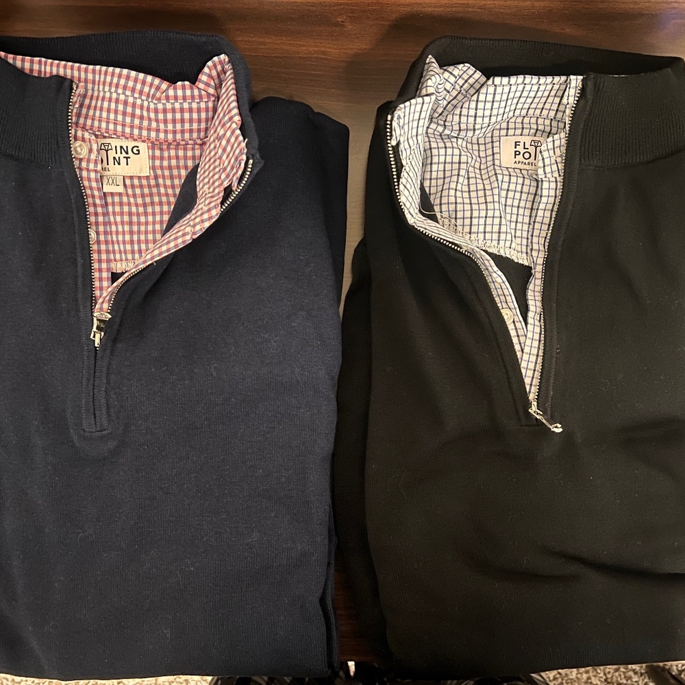 Two Flying Point Quarter Zip Sweaters